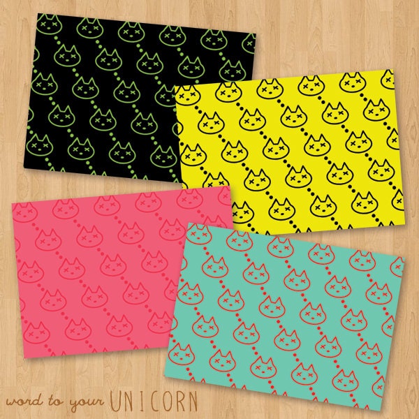 Dead Kitties Stationery Set - 4 Notecards