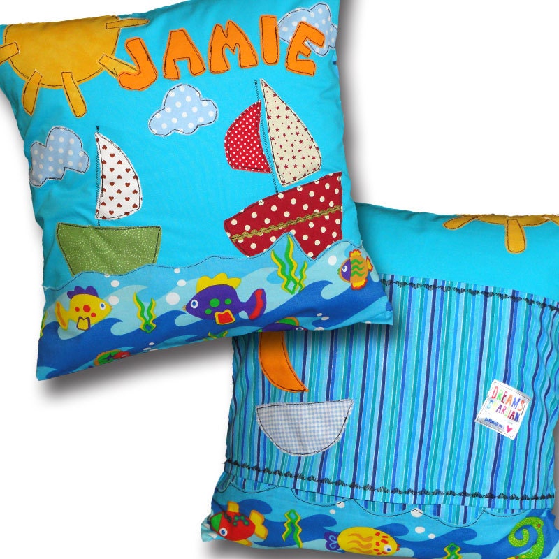 Moon Pillow, Kids Custom Name, Personalized Cushion