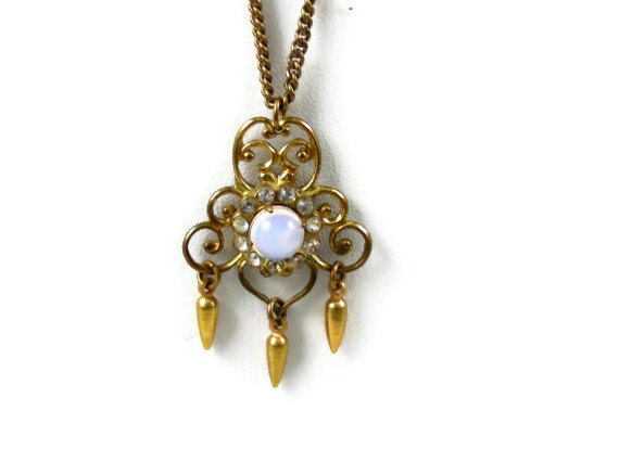 Vintage Moonstone Lavaliere Necklace