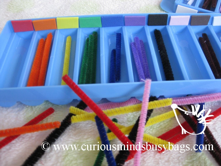 Color sorting sticks Busy Bag (learning activity) for Fine Motor and Color practive
