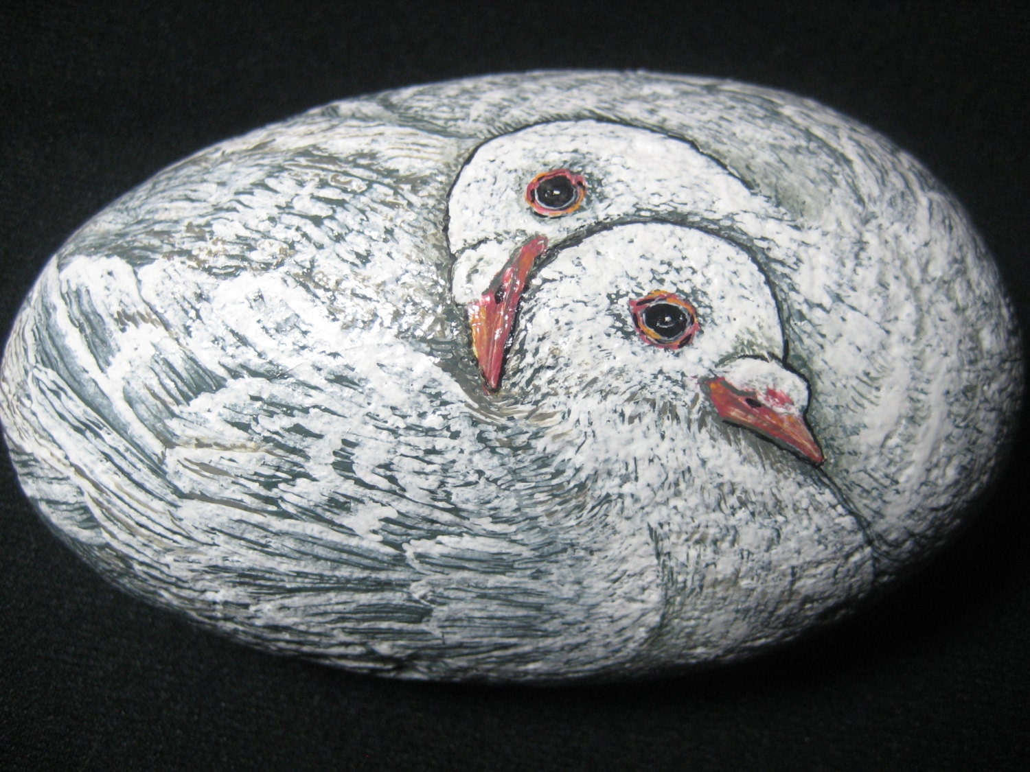 Original Hand Painted Stones / Personalized Rock / Valentines  / Two Turtle Doves / Great Gifts / Christmas / Wedding / Anniversary on Etsy