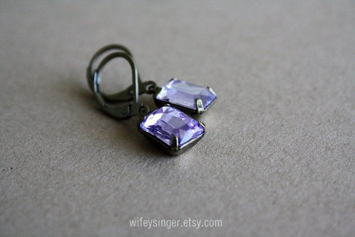 leverback earrings: pretty purple vintage inspired gem
