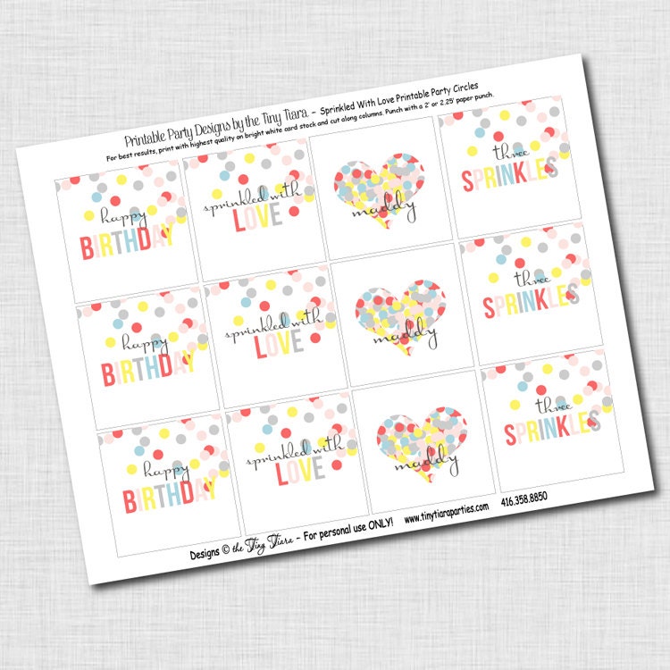 Sprinkled With Love Printable Party Circles : Printable Party Designs by The Tiny Tiara Il_570xn