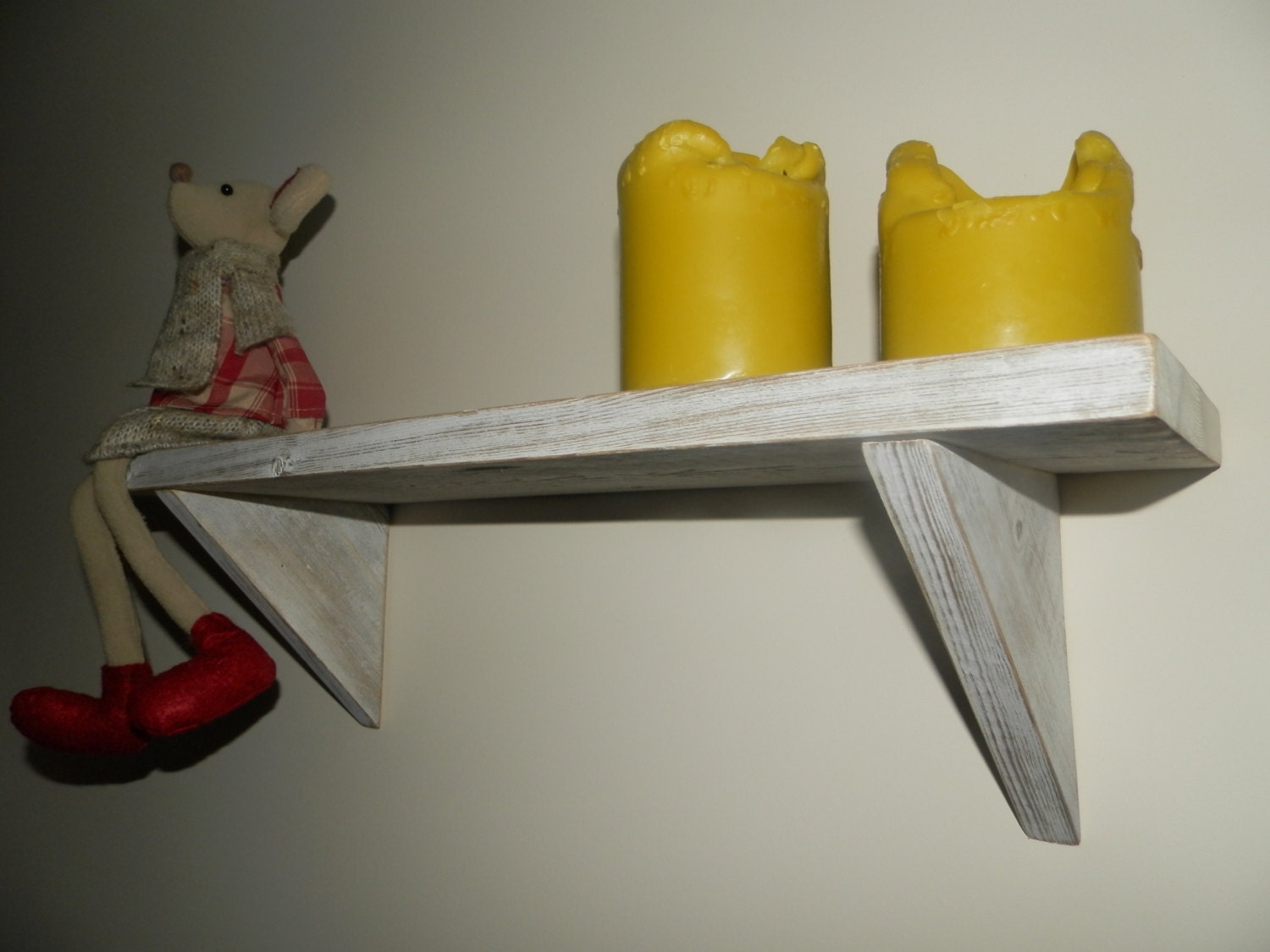 Reclaimed Vintage/Shabby chic/ country style rustic distressed white wash solid wood shelf, any length