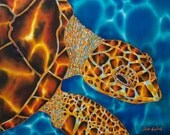 Sandy Beach - Original  20" x 16" silk painting by Jean-Baptiste from a series of 150 originals.