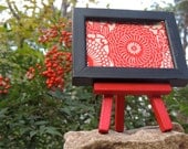 Red Flowers Mini Canvas with Black Frame and Red Easel, Red and Black, Red Home Accent