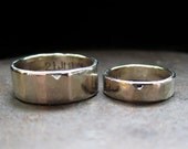 10% OFF 14k white gold custom wedding band set, 8 mm and 5 mm