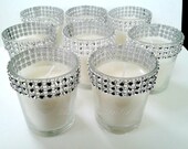 Votive Candles Silver Bling Rhinestone Diamond Crystal Wedding or Party Votive Candles 25 Pc Lot