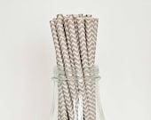 50 Grey Chevron Paper Straws Retro Vintage Style Carnival Circus Wedding Birthday Bridal Baby Shower W/ Printable Flags Ready to Ship Il_170x135