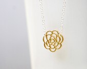 Mixed Metal Flower Necklace, Rose Gold Plated, Sterling Silver Plated Chain, Bridal Wedding Jewelry, Custom Hand Stamping, Birthstones