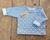 Handmade Unisex Cropped Spot Sweater - Grey & White