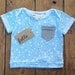 Organic Cotton Pocket Tee - Turquoise Triangle on White