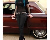 Handmade Black Leather Silver Cone Studded Belt, Spiked cone studs, Handmade studded belt, Fashion accessories, Punk Rock