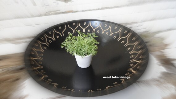 black vintage bowl- african home decor- napkin holder- black wood interior- Ethnic mask- gift for her-1980s