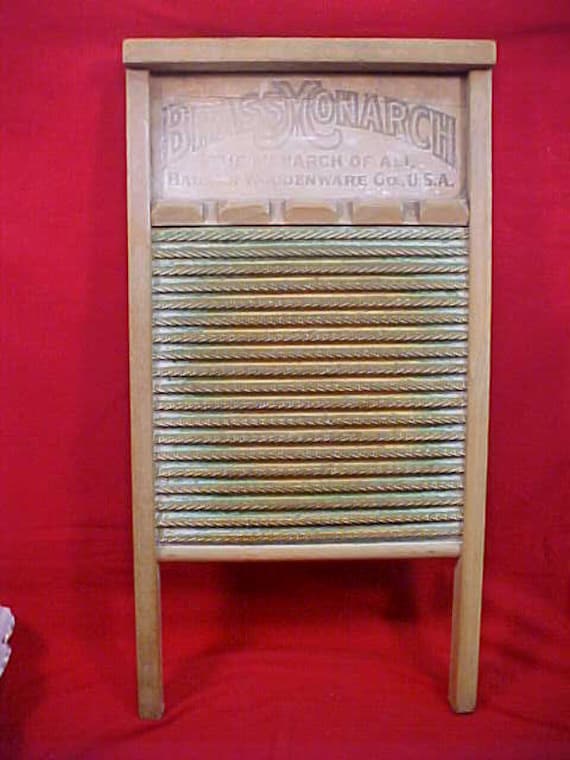 Brass Wash Scrub Board with Character Laundry Home by