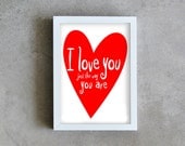 I love you, art print, love poster, red heart print, love print decoration, wall art