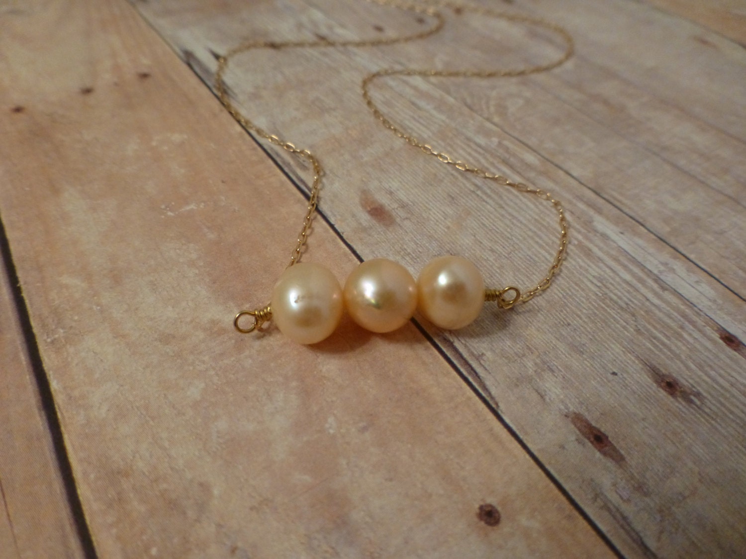 Pink Pearl Necklace - Simple, Delicate, Dainty, Tiny Gold Bar Necklace