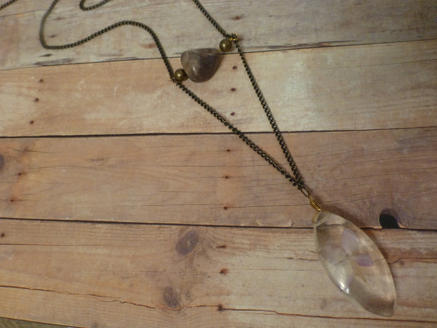 Violet Garden Necklace - Long Gold Necklace with Purple Fluorite