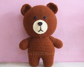 Brown Bear 7.87" - Handmade Amigurumi crochet Teddy bear Home decor birthday gift Baby shower toy