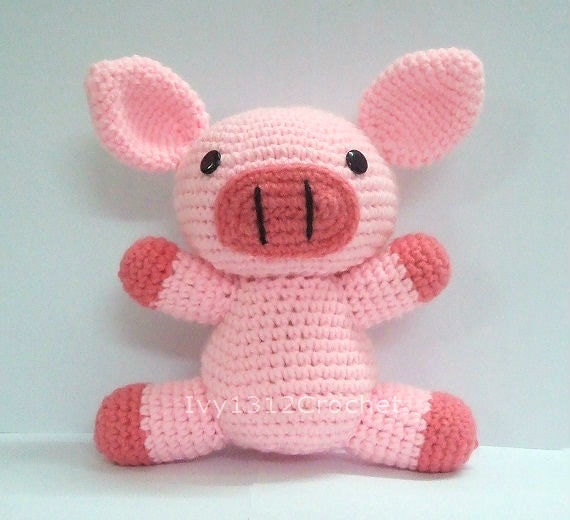 Piggy 7.48" - Finished Handmade Amigurumi crochet doll Home decor birthday gift Baby shower toy