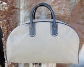 50s/60s Grey Half Moon Handbag // Vintage Shopping Purse // Sports Bag