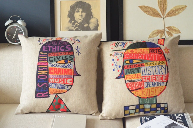 Girl&Boy  Linen Cushion covers/pillow cover, 45x45cm
