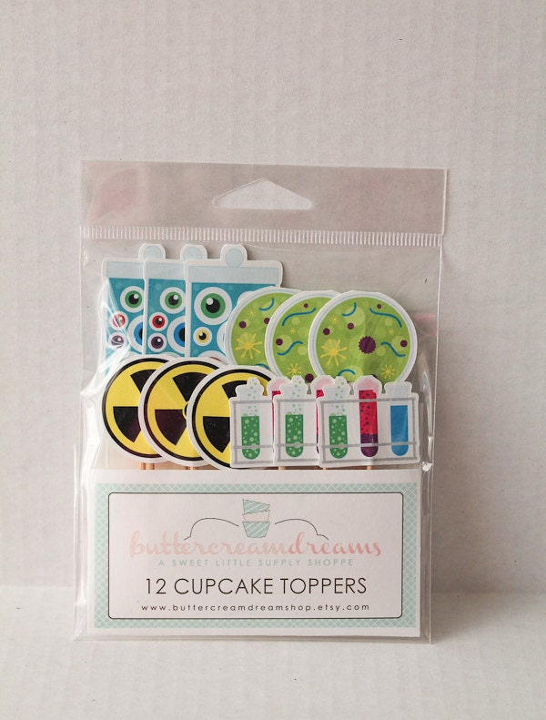 Mad Scientist Cupcake Toppers / Cupcake Picks - (12 / pack)