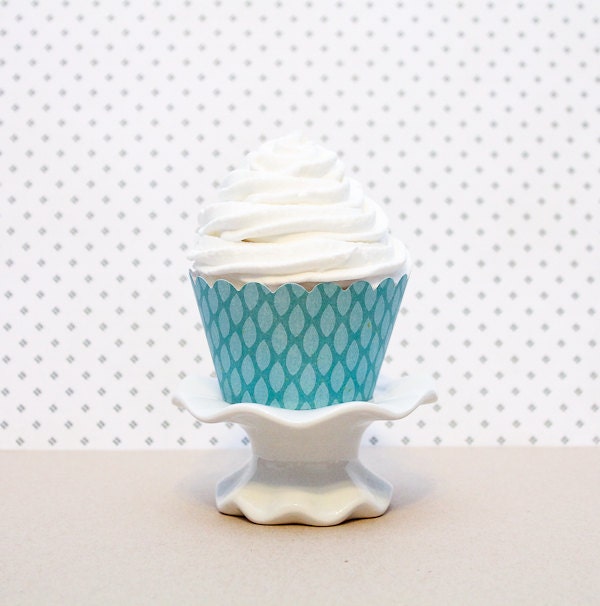 Cupcake Wrappers - Turquoise Raindrops (12 / Pack)