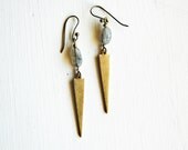 Labradorite and Brass Arrow Spike Dangle Earrings