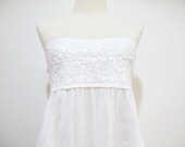 Mexican Embroidered Sundress Cotton Strapless In White