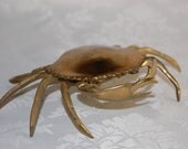Vintage Brass Crab Ashray/Inkwell