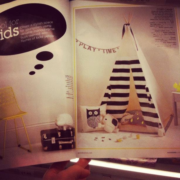 Teepee Play Tent -tipi- Black and White - Monochrome - Poles included JAMES