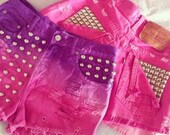 High waisted: Shorts 1- Half purple half pink & Shorts 2- pink and pocket studded