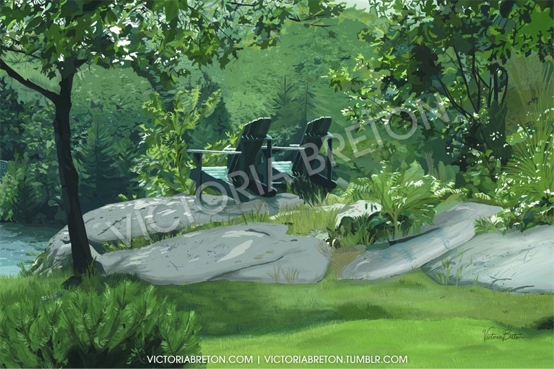 Muskoka Bay - 11" x 17" Digital Painting Print - summer print - landscape painting - cottage painting - summer wall decor - green print