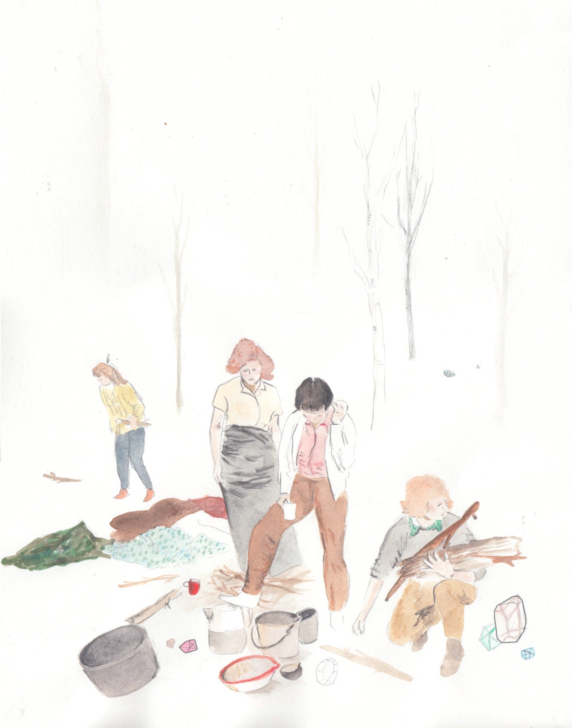 Rebuild, print of a watercolour drawing