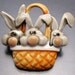 Easter Bunnies in Basket Brooch Pin