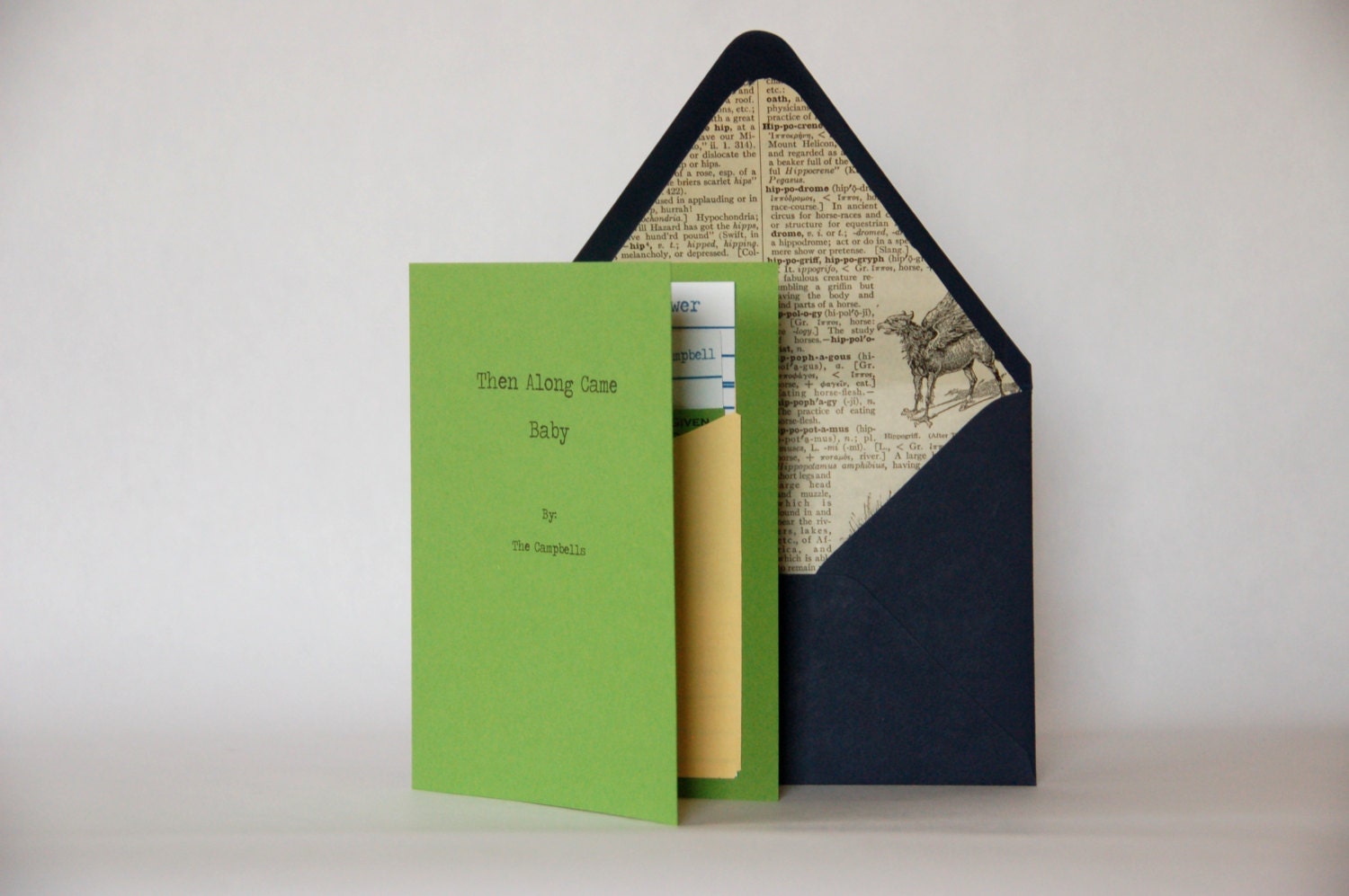 Book Shower Invitation - Library Card Style Invitation for Book Theme Shower or Party, Includes Envelope Liner, Bookplate, Custom Invite