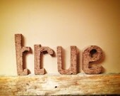 Brick Letters Word Art : TRUE  / typography, wall art, masonry, industrial, shabby chic style 