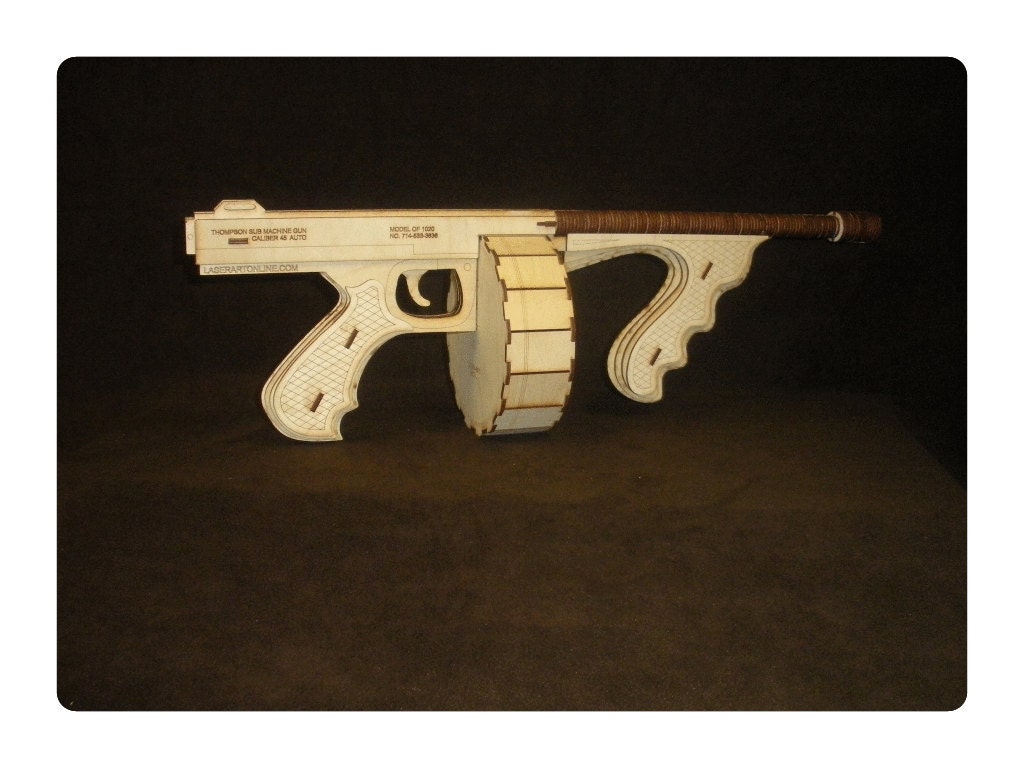 Laser-Cut Wooden Tommy Gun Kit