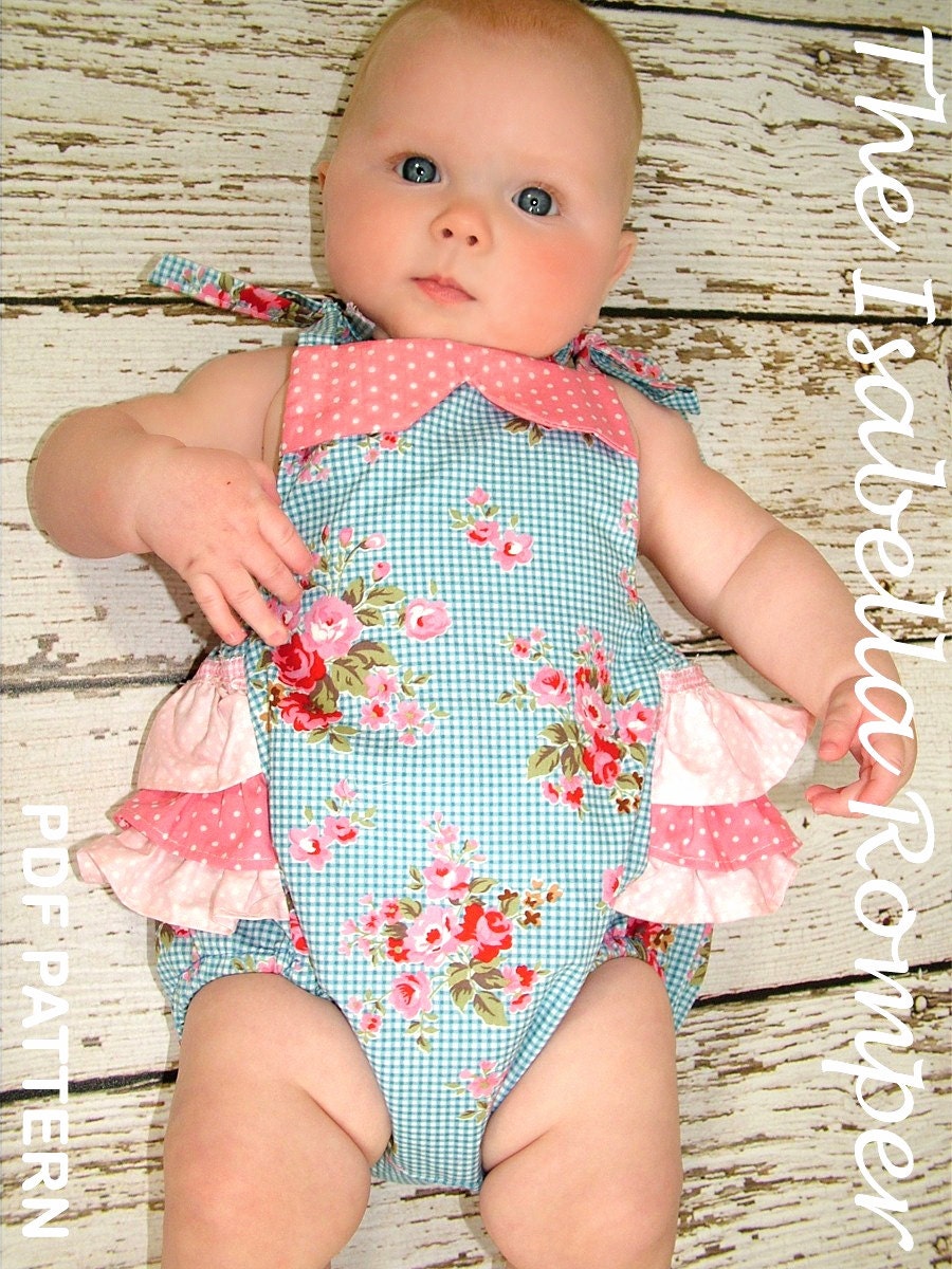 Baby sewing pattern for romper sunsuit, PDF Sewing pattern for baby girls toddler, Clothing pattern, Baby clothes, The Isabella Romper