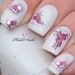 Nail WRAPS Nail Art Water Transfers Decals Pink Butterfly Silver Glitter YD050