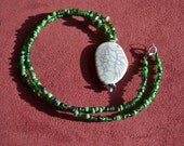 Crackle Pendant with Green Beads