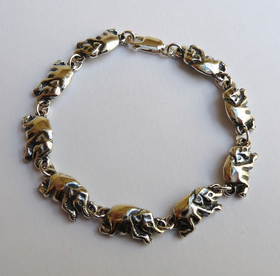 Sterling Silver Elephant Bracelet by on Etsy