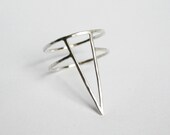 Large Silver Spike Ring, Large Triangle Ring, Statement Ring, Pointy Ring, Bondage Ring, Line Ring