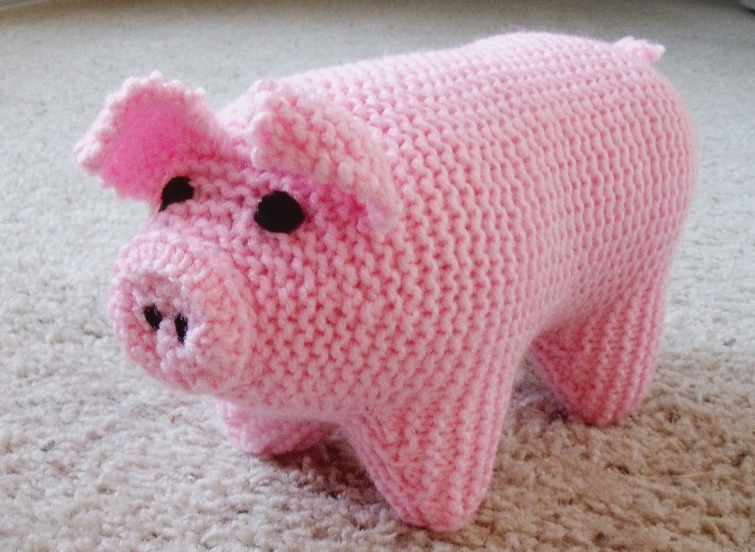 New Soft Handmade Knit Stuffed Pink Baby Pig Toy Animal