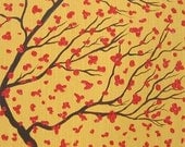 Acrylic Painting, Original Impasto The Fall Painting Is Made On 12 x 30 Stretched Canvas With Palette Knife
