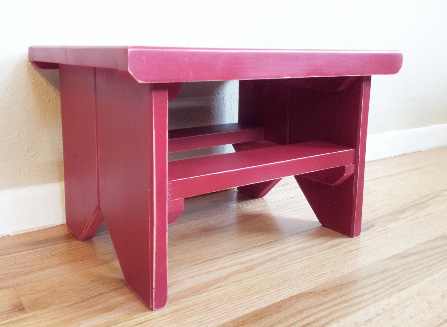 Wood Step Stool- RED