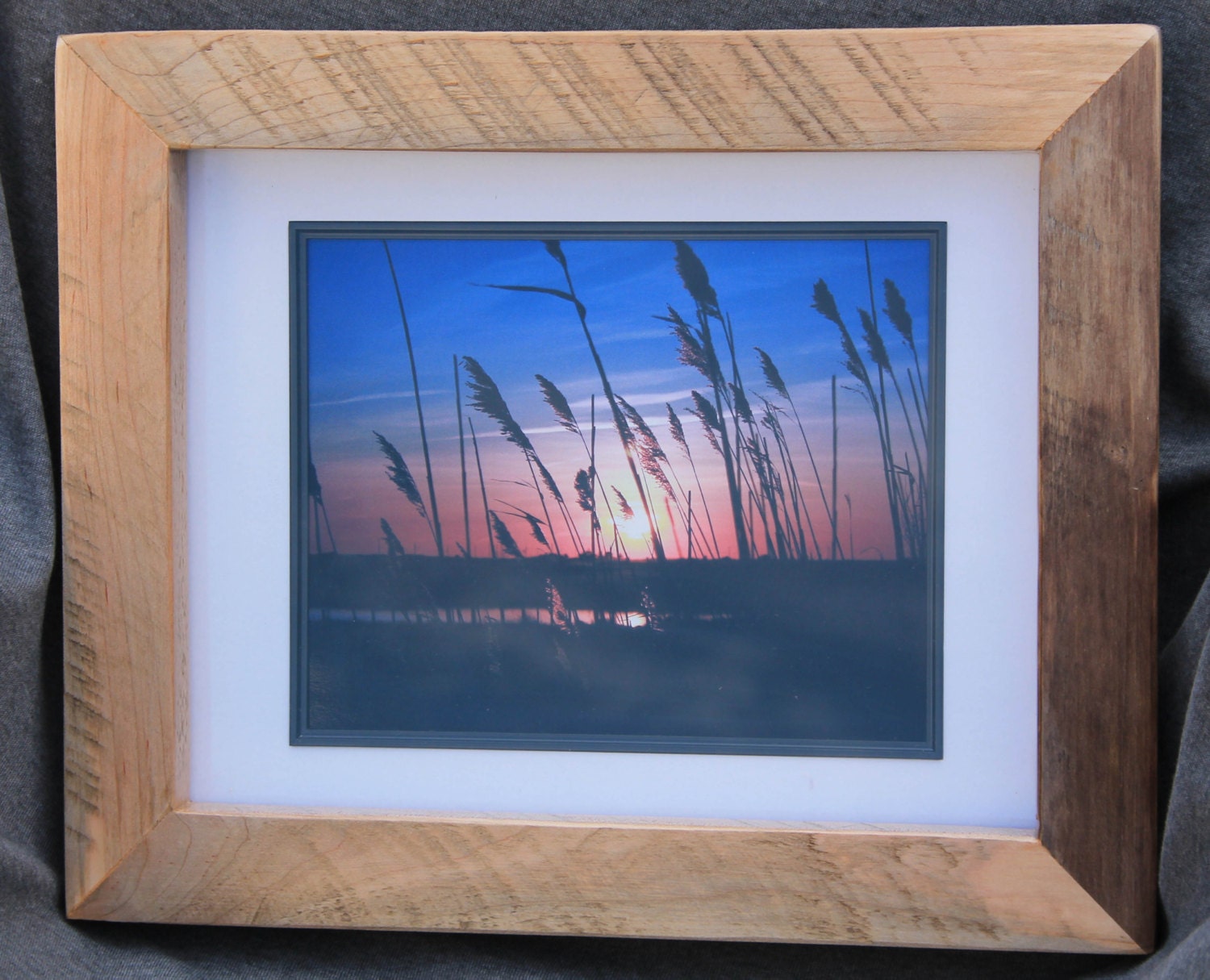 Fine Art Photography Sunset Reeds, Landscape Photography, Handmade Wood Frames, Ocean Photography, Wall Decor