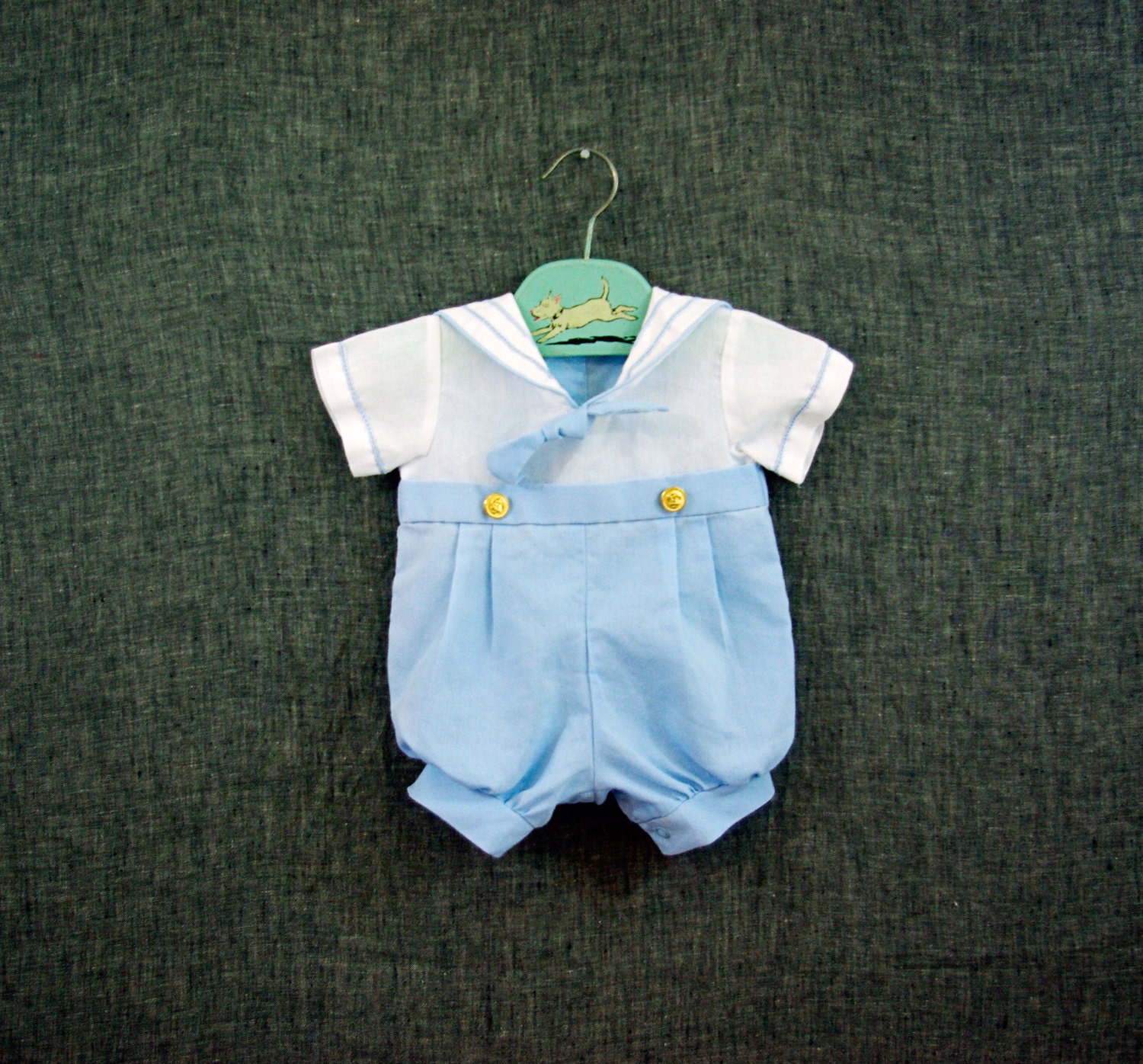 Items similar to Vintage Baby Boy Light Blue Sailor Romper on Etsy