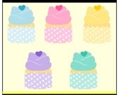 Polka Dot Easter Cupcakes Clip Art Graphics - Digital Clipart Commercial Use - Instant Download Il_170x135